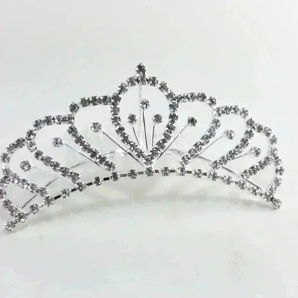 Clear Crystal Rhinestone Silver tone Comb Tiara - Picture 1 of 5